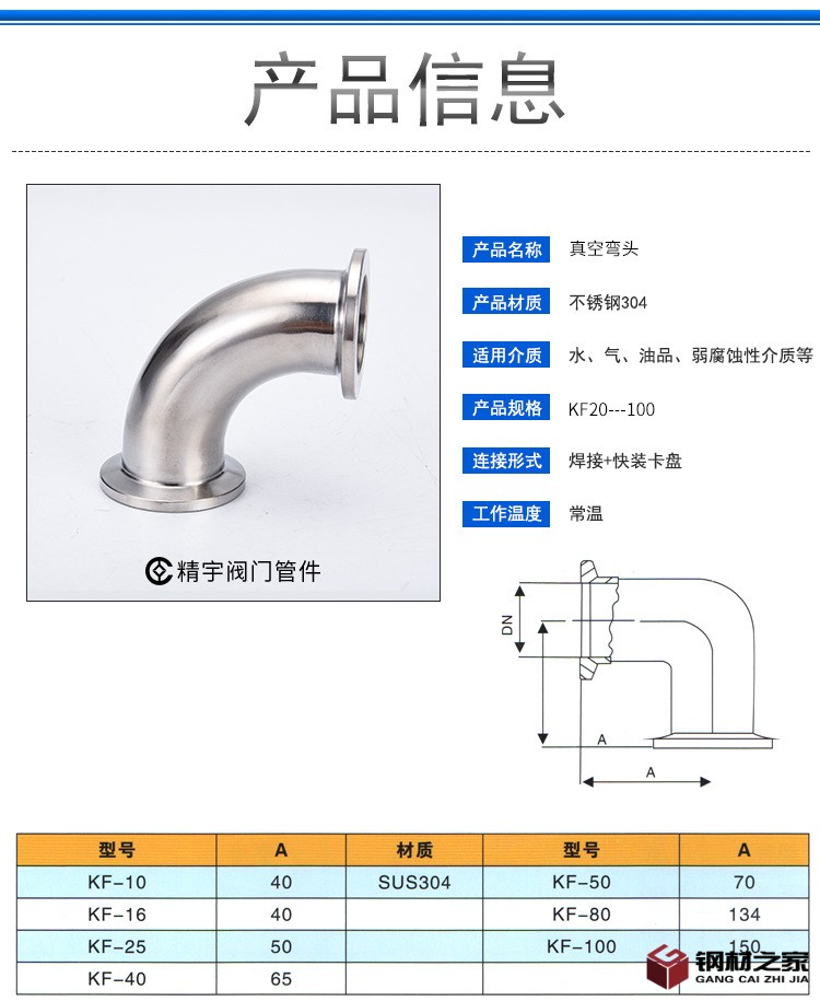 304不锈钢KF真空快装弯头_04.jpg