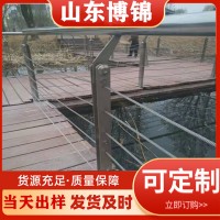 304不锈钢绳索护栏 厂家现货销售河道景观钢丝绳木纹扶手桥梁护栏